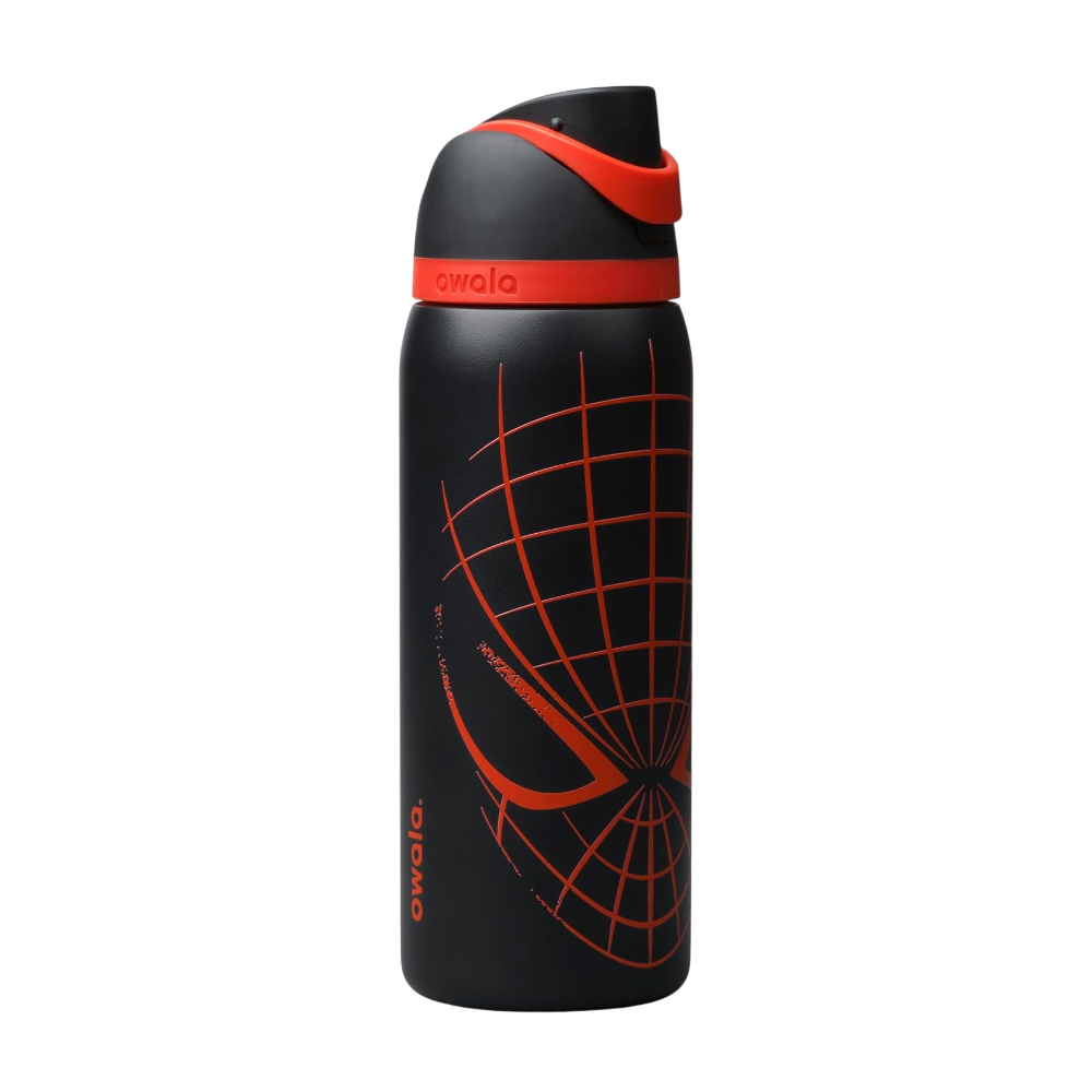 Owala FreeSip 32 oz Spider-Man negro con telaraña roja, Night Watch