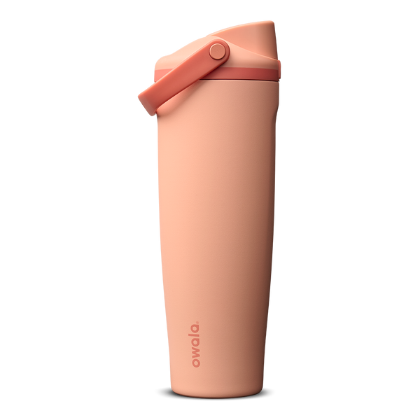 Owala FreeSip Sway 40 oz Peach of Mind, botella color durazno con tapa y asa coral